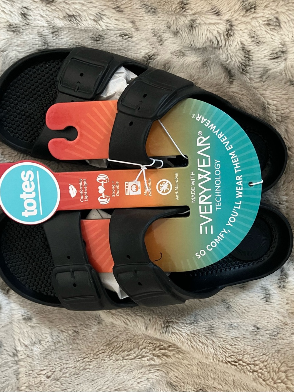 Totes everywear  molded sandals , black size 8 NWT